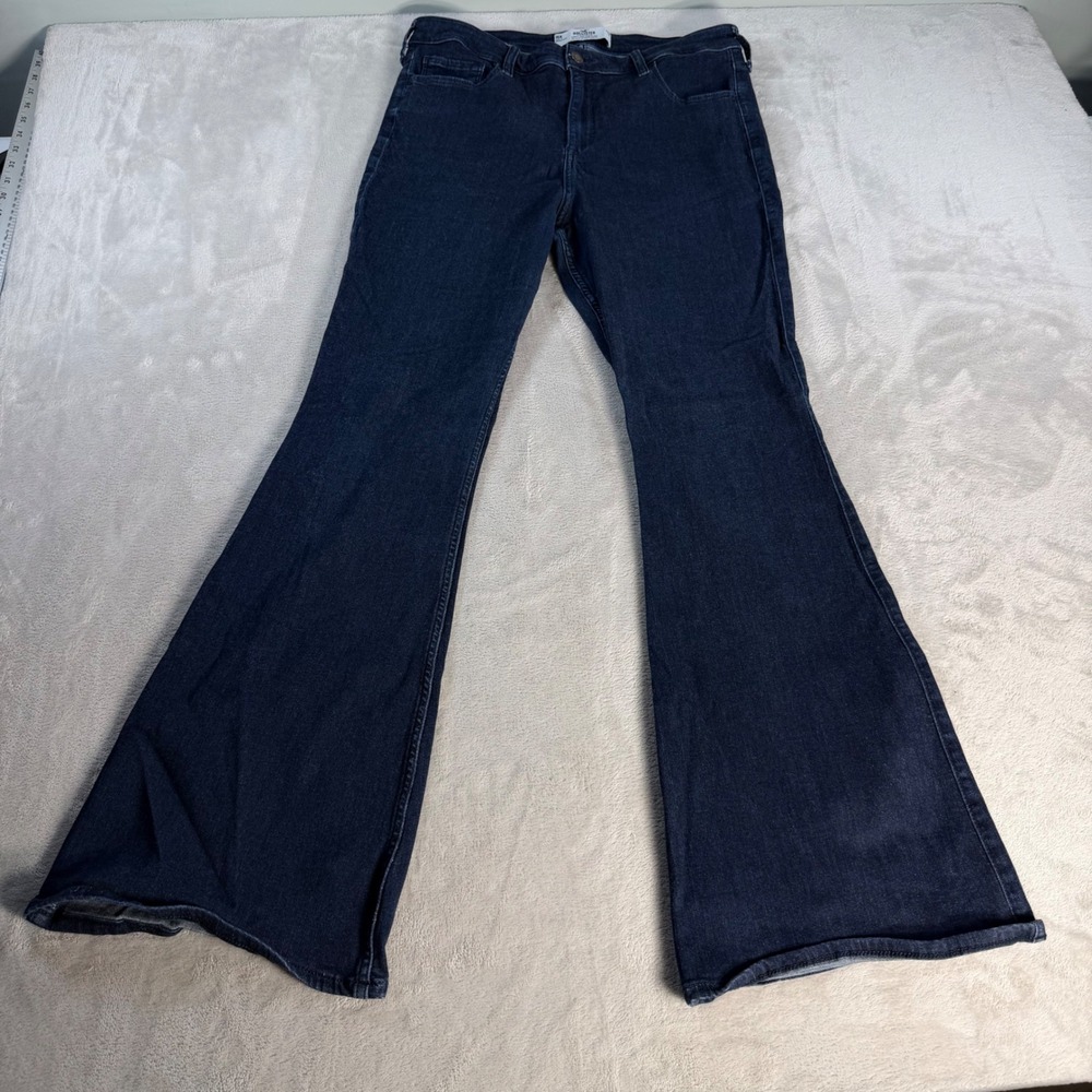 Hollister Flare Jeans Curvy High-Rise Womens 16R Dark Wash Stretch Denim Retro